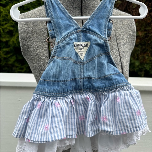 OshKosh B'gosh Striped Denim Skirt Overalls size 6 months - Picture 2 of 2